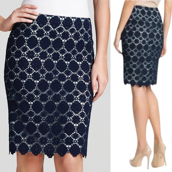 Vince Camuto Embroidered Pencil Skirt Size 2 - Picture 1 of 6